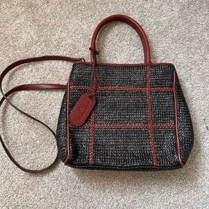 Vintage Etienne Aigner Stylish Black and Brown Woven Women's Handbag